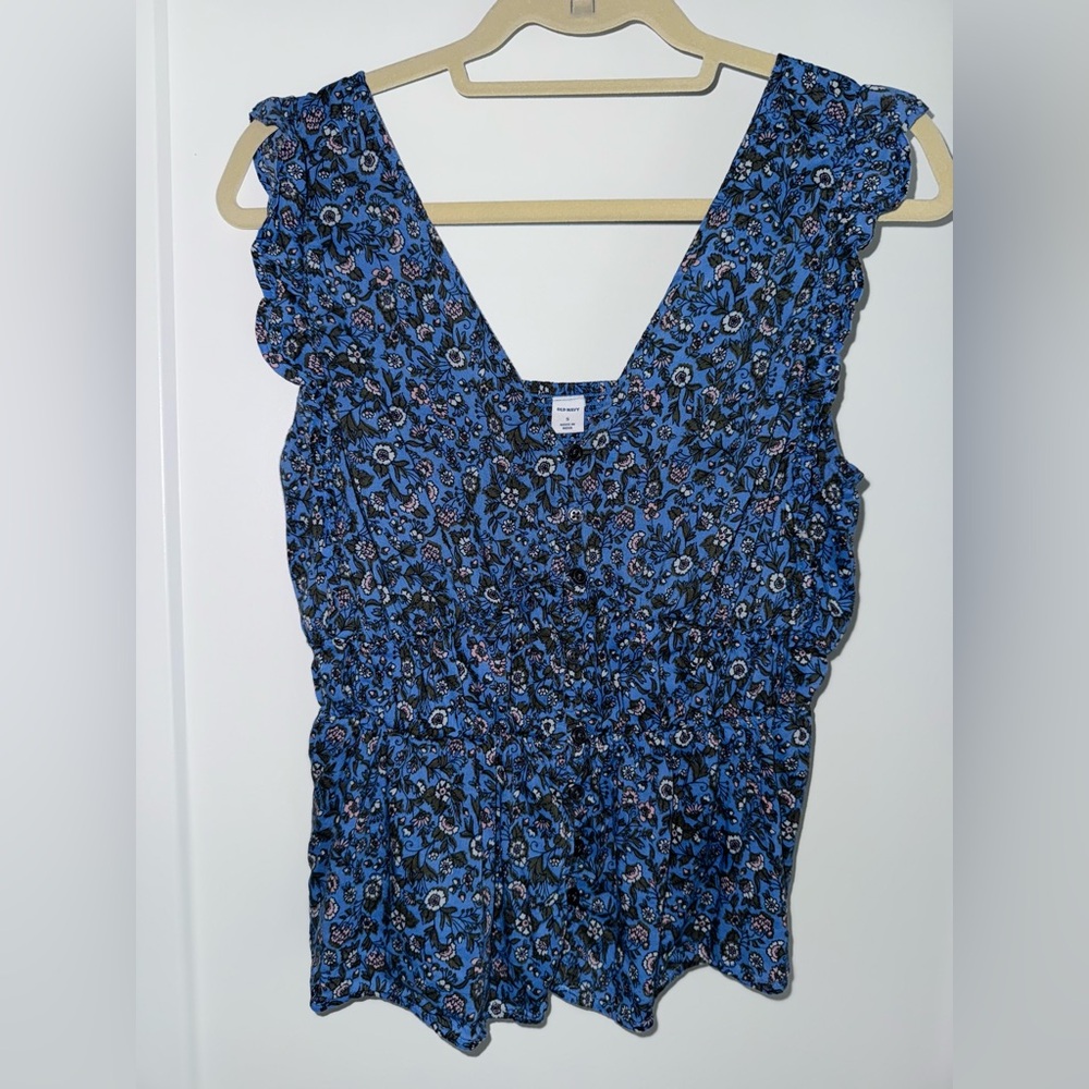 Smocked Blue Floral Old Navy Top